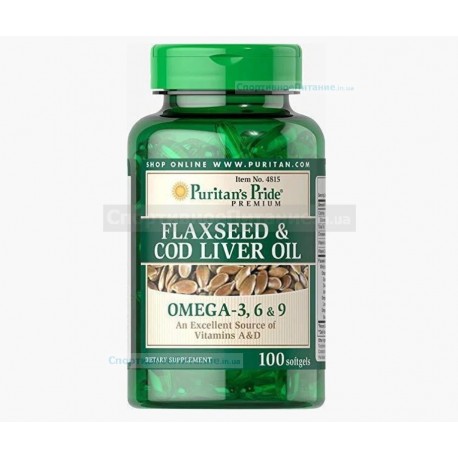 Flaxseed & Cod Liver Oil 1000 mg Omega 3, 6 & 9 100 капс