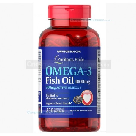 Omega-3 Fish Oil 1000 mg (300 mg Active Omega-3) 250 капс