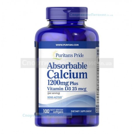 Absorbable Calcium 1200 mg Plus Vitamin D3 25 mcg 100 капс